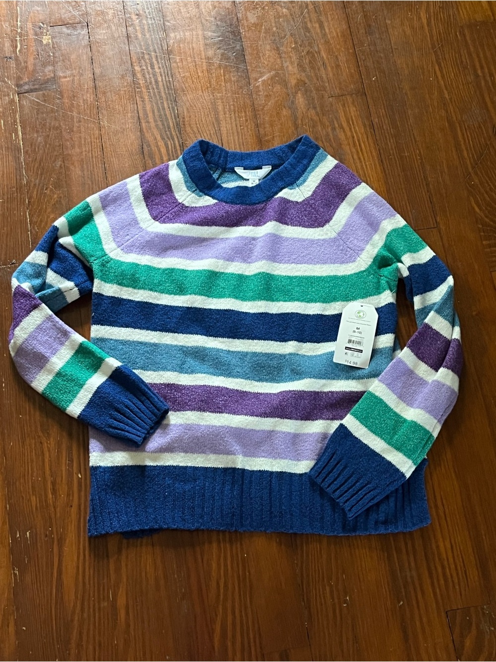 Women’s Time and Tru NWT Striped Crewneck Sweater - Multicolor